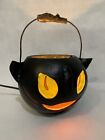 Vintage Smiling Black Cat Halloween Bucket Light Lamp Ying Long Under Lab