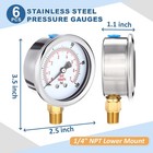 6 Pcs 0100psi Low Pressure Gauge 2 5  Face 1 4 Npt Lower Mount Water Pump
