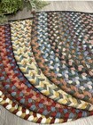 Set Of 4 Vintage Colorful Hand Hooked Wool Chair Pads Braided 16    Wide 15    Deep
