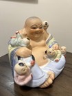 Rare Vintage 1950   s Handpainted Porcelain Chinese Buddha Statue