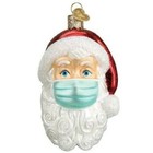 Genuine Old World Christmas Santa With Facemask Glass Ornament