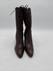 Antique Victorian Leather Lace Up Womens Ankle Boots Shoes Brown Sz 7 1800 s