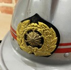 Vintage Japanese Fire Brigade Helmet Mizuno Silver Red Stripe Firefighter Japan