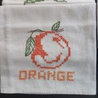 Set Of 2 - Flour Sack Tea   Kitchen Towels Vintage Style Hand Embroidered Fruit