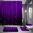 4 Pcs Luxury Purple Black Shower Curtain Set With Rugs Bathroom Set