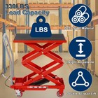 Hydraulic Lift Table Cart 330 Lbs Double Scissor Steel Red 50  Non-slip Pad Red