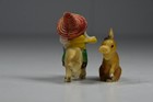 2 Vintage Miniature Donkey Plastic Figurines Charms Hong Kong Mule Sombrero