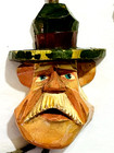 Vintage Bill Burch Hand-carved Wooden Scoutmaster Head With Mustache Bolo Tie