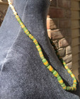 Vintage Green African Trade Glass Beads Strand - Ghana Powder Sandcast