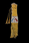 Native American Beaded Tobacco Pouch Buffalo Hide Pipe Bag Cover Leather Fringe
