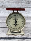 Vtg American Family Scale 25lb Metal Red white Distressed Farmhouse Rustic Decor