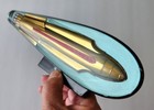 Nos Vintage Aftermarket 50s Futuristic Rocket Spaceship  Hood Ornament  Sci Fi