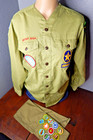 Vtg 70s Boy Scouts Of America Bsa Shirt Long Sleeve   Sash Button Patches Boys L
