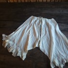 Antique 1890s Victorian White Cotton Split Crotch Drawers Lace Trim Bloomers