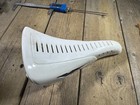 Old School Bmx Mx Seat Iscaselle Vintage Bmx Saddle Lightning White Plastic Nos