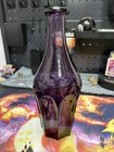 1800 s Antique Amethyst Pressed Eight-flute Quart Bar Decanter 10  Tall 
