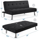 Alden Design 66  Modern Fabric Convertible Futon Sofa Bed With Usb  Black
