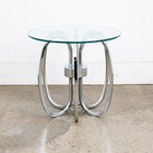 Mid Century Modern Side Table End Nighstand Round Chrome Milo Baughman Vintage