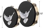 Set Of 2 Tambourine 10 And 8 Dove Church Tambourine With Double Row Jingle