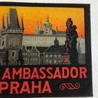 Vintage Hotel Ambassador Praha Prague Luggage Label