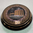 Greek 24k Gold Temple Of Zeus Trinket Dish Black Ceramic