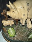 Vintage Cast Iron Doorstop Pigs Piglets Farmhouse Country Heavy Cottage