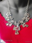 Paparazzi Silver Tone Statement Necklace   Drop Dangle Earrings Set