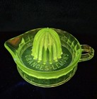 Vtg Sunkist Advertising Large Clear Uranium Glass Handled Footed Reamer Juicer