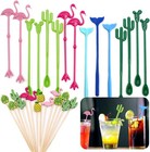 Cocktail Ice Drink Swizzle Sticks  15pcs 8  Flamingo Cactus Whale Reusable No   