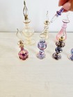 Vtg Perfume Glass Bottles Egyptian Decanter Refillable Lot Of 7 Pink Gold Purple