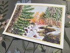 Aceo Atc Original Landscape River Stream Trees Painting Miniature Signed