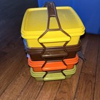 Vintage retro Tupperware Squared Away Sandwich Keeper -set Of  4- Harvest Nos