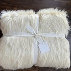 Pottery Barn Stewart Plaid Faux Fur Back Throw Blanket 50 X 60    Neutral