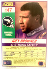 Joey Browner Minnesota Vikings Signed 1990 Score Football Card  147 W coa  rare 