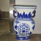 Chinese Blue White Floral Vase Porcelain Vintage Marking On Bottom