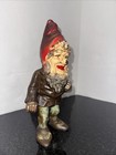 11  Rare Antique Cast Iron Gnome Doorstop Metal Art Heavy Garden Statue Paint