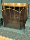 Vintage Brass   Mesh Arched 3-panel Folding Fireplace Screen 53x30 Footed