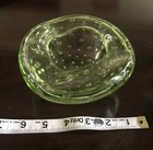 Controlled Bubble Green Candy Bowl Ashtray Art Glass Mid Century Modern Mcm