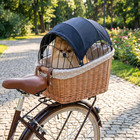 Wicker Dog Bike Basket Rear Rack With Detachable Protective Grille  Sunshade   L