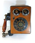 Vintage Dong Jun Wood Wall Telephone Rotary Dial Country Decor Untested Retro