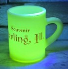 Vintage Antique Custard Glass Souvenir Mug  Sterling Illinois 