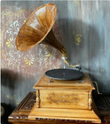 Gramophone Antique Fully Functional Working Phonograph Win-up Record Player Deco