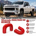2 Pack Red Silicone Tow Hook Covers For 2020-2026 Chevy Silverado 2500 3500 Hd