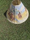 Americ Indian   Western Painter Leather Empire Lamp Shade Beige Blue Brown