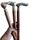 Lot Of 3 Vintage Antique Walking Cane Wooden Stick Brass Handle Knob Solid Gift