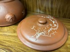 Chinese Yixing Zisha Bird Sparrow Floral Red Clay Pottery Steamer Pot W lid