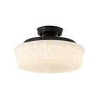 Vintage 14  Milk Glass Schoolhouse Flush Mount Ceiling Light Fixture
