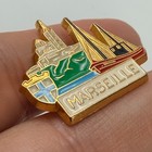 Marseille France Lapel Pin Old Port Notre Dame Basilica Travel Souvenir Vintage