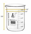 6pk Heavy Duty Beaker  1000ml - Thick Walls - White Graduations - Eisco Labs