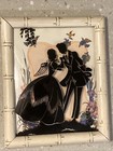 Vintage Reverse Painted Convex Glass Silhouette Victoriancourting Couple Picture